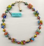 Klimt Square and Round, Venetian Glass Bead Necklace